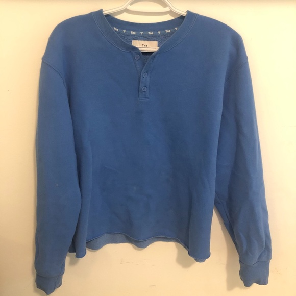 Blue Button Up Crew Neck - Picture 1 of 3